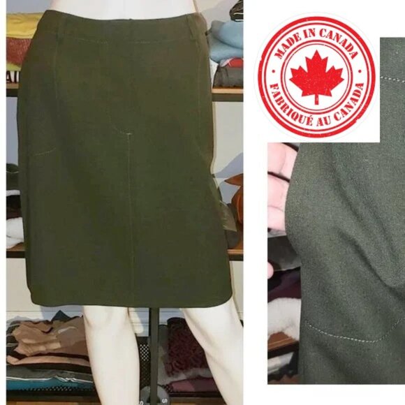 NWT "MADE IN CANADA"  green pocket skirt size 8 medium - Picture 1 of 14
